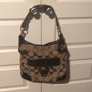 Coach Tan and Brown Signature Hobo Bag